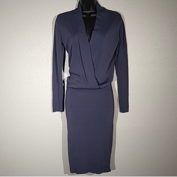 Reiss Lisbeth Shadow Grey Pencil Wrap Dress - Picture 4 of 8
